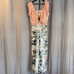 Nice Istanbul Peach Floral Embellished Jumpsuit Model 5185 40 L Made in Turkey